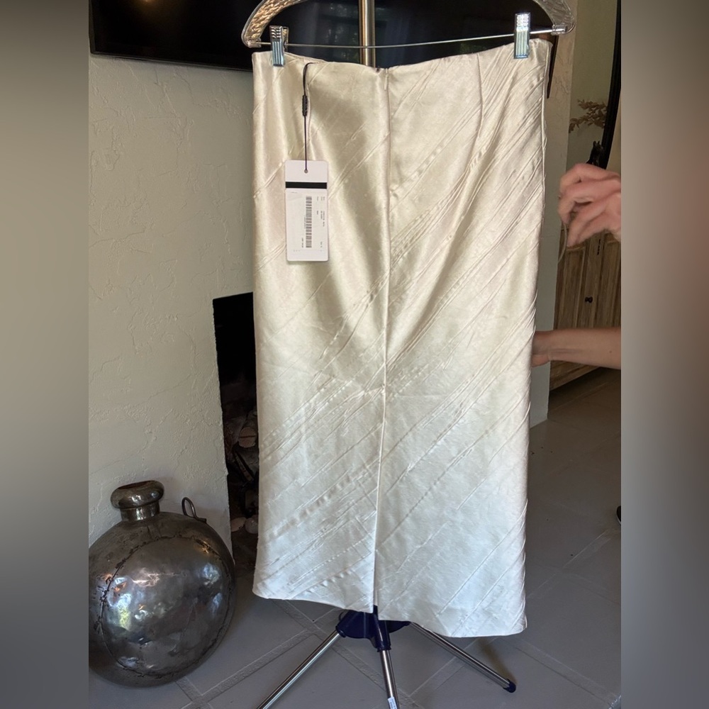 Max Mara $750 Sportmax Ruta Ivory Satin Midi Skirt NWT Size 10 Bias Cut Italy - Picture 11 of 16
